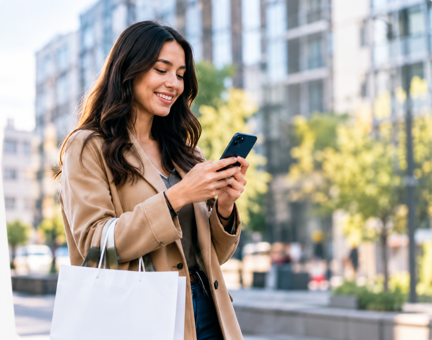 Woman shopping on her phone